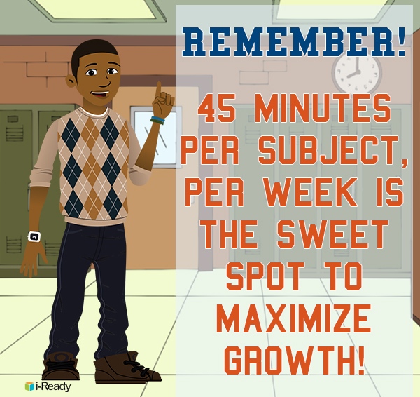 Remember 45 minutes per subject per week is the sweet spot to maximize growth Remember 45 minutes per subject per week is the sweet spot to maximize growth
